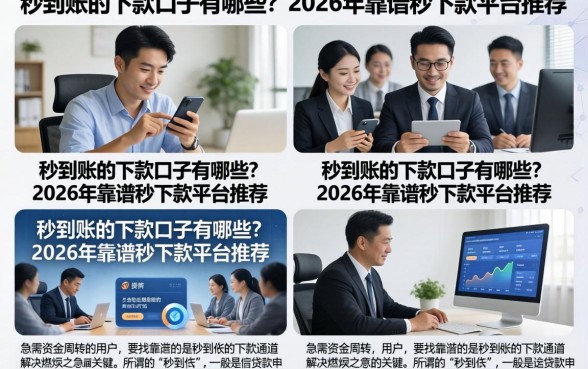 秒到账的下款口子有哪些？2026年靠谱秒下款平台推荐