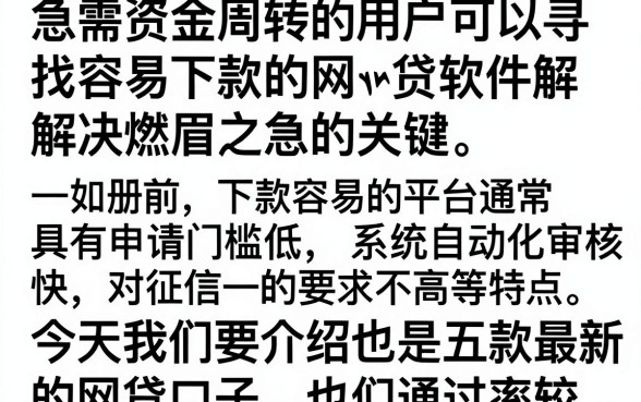 下款比较容易的网贷软件有哪些，2024年审核容易通过的平台推荐