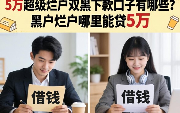 5万超级烂户双黑下款口子有哪些？黑户烂户哪里能贷5万？