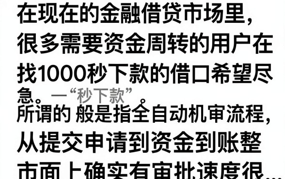 借1000秒下款的口子有哪些，哪里能快速借到1000元