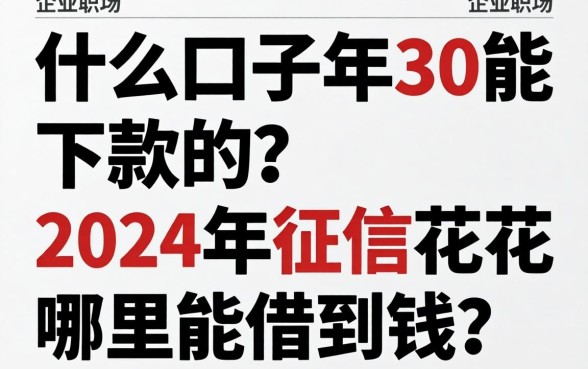 什么口子年30能下款的？2024年征信花哪里能借到钱？