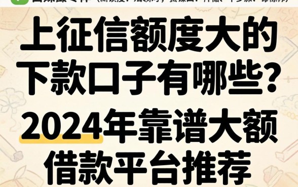 上征信额度大的下款口子有哪些？2024年靠谱大额借款平台推荐