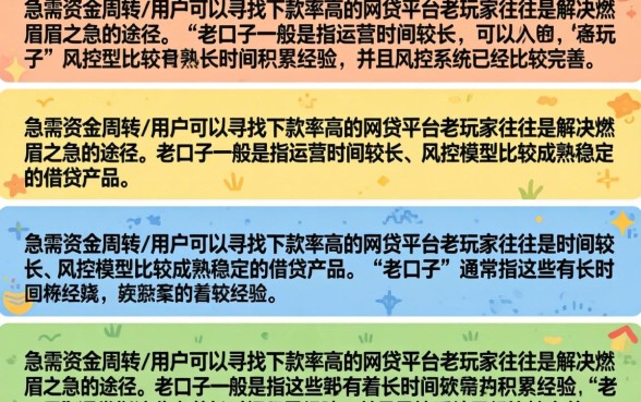 下款率高的网贷平台老口子有哪些？2024年还在下款的靠谱老口子推荐