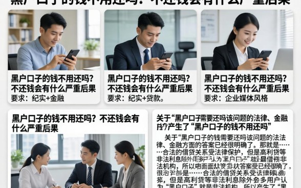 黑户口子的钱不用还吗？不还钱会有什么严重后果