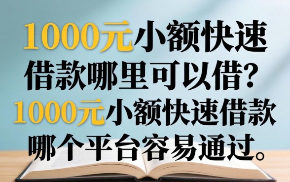 1000元小额快速借款哪里可以借？1000元小额快速借款哪个平台容易通过？