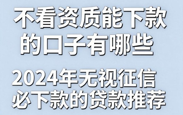 不看资质能下款的口子有哪些,2024年无视征信必下款的贷款推荐