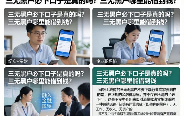 三无黑户必下口子是真的吗？三无黑户哪里能借到钱？