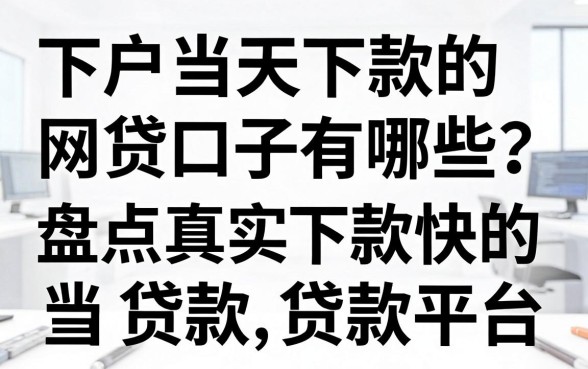 下户当天下款的网贷口子有哪些？盘点真实下款快的贷款平台