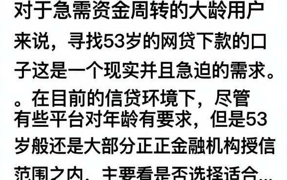 53岁网贷下款的口子有哪些？大龄借款容易通过的正规平台推荐