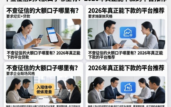 不查征信的大额口子哪里有？2026年真正能下款的平台推荐