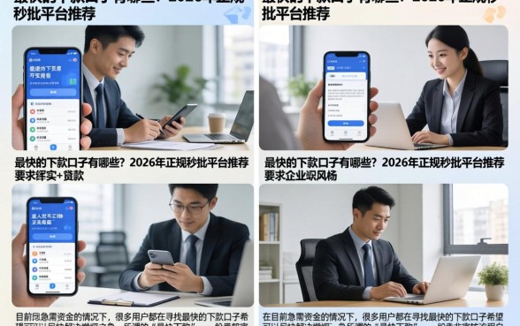 最快的下款口子有哪些？2026年正规秒批平台推荐