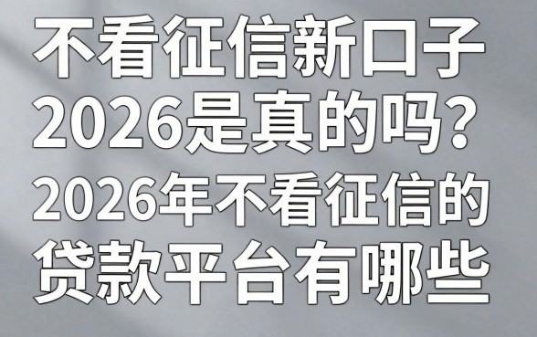 不看征信新口子2026是真的吗？2026年不看征信的贷款平台有哪些