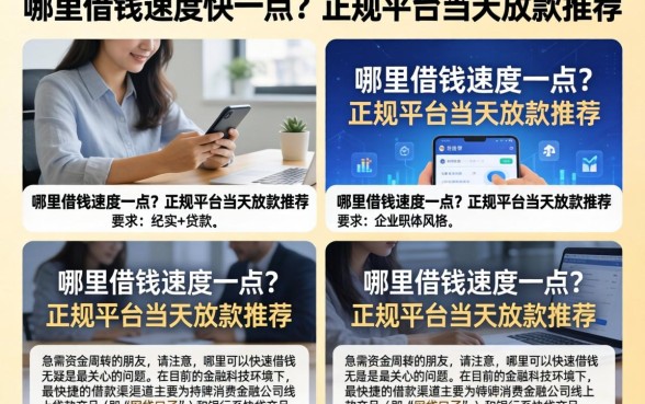 哪里借钱速度快一点？正规平台当天放款推荐