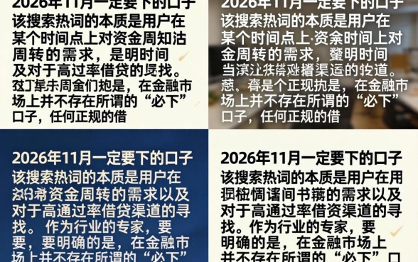 2026年11月必下的口子有哪些，征信花哪里能下款？