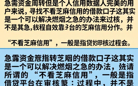 不看芝麻信用的借款口子有哪些？2024无视征信必下款的平台推荐