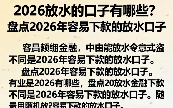 2026放水的口子有哪些？盘点2026年容易下款的放水口子