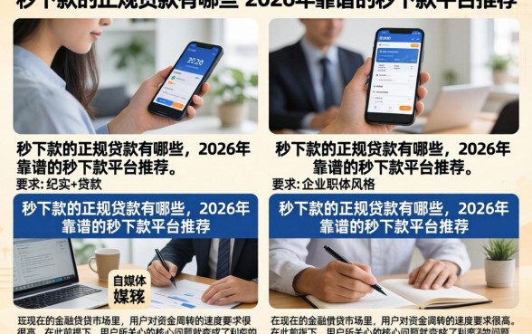 秒下款的正规贷款有哪些，2026年靠谱的秒下款平台推荐
