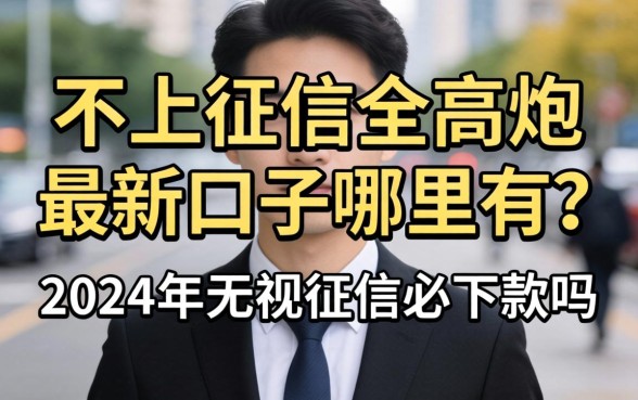 不上征信的高炮最新口子哪里有？2024年无视征信必下款吗