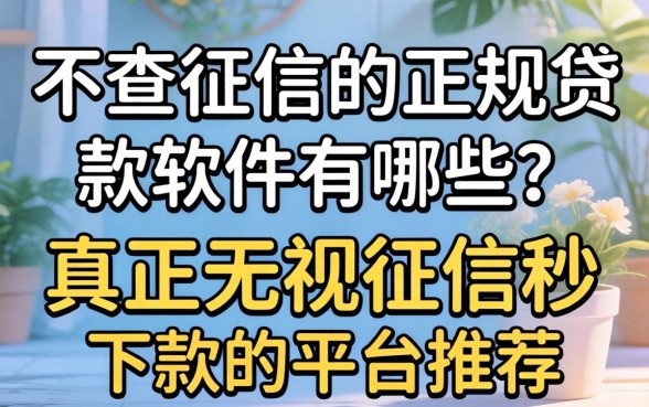 不查征信的正规贷款软件有哪些？真正无视征信秒下款的平台推荐