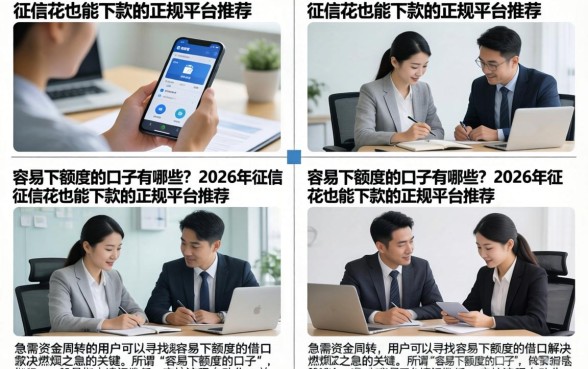 容易下额度的口子有哪些?2026年征信花也能下款的正规平台推荐
