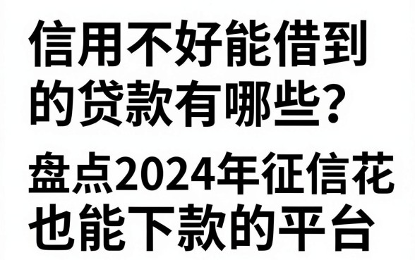 信用不好能借到的贷款有哪些？盘点2024年征信花也能下款的平台