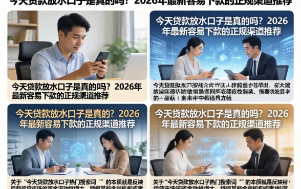 今天贷款放水口子是真的吗？2026年最新容易下款的正规渠道推荐