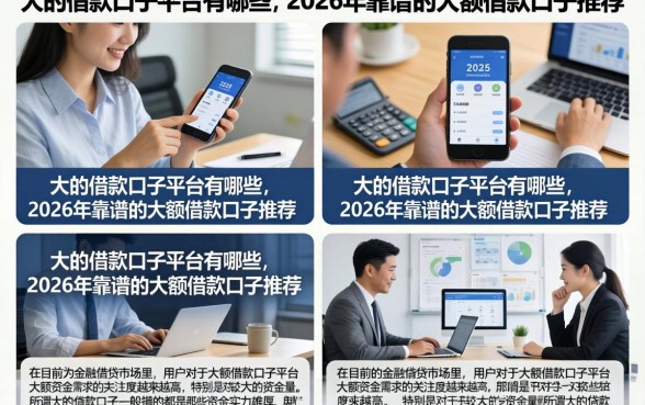 大的借款口子平台有哪些,2026年靠谱的大额借款口子推荐