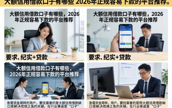 大额信用借款口子有哪些，2026年正规容易下款的平台推荐