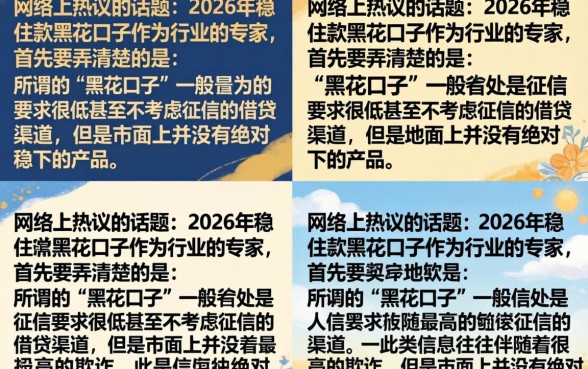2026稳下款黑花口子有哪些，哪里有2026年黑户必下款的口子