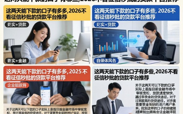 这两天能下款的口子有哪些,2026不看征信秒批的贷款平台推荐