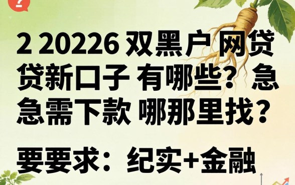 2026双黑户网贷新口子有哪些？急需下款哪里找？