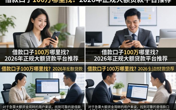 借款口子100万哪里找？2026年正规大额贷款平台推荐