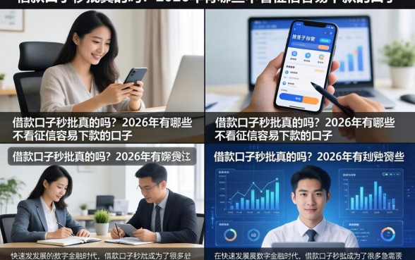 借款口子秒批真的吗?2026年有哪些不看征信容易下款的口子