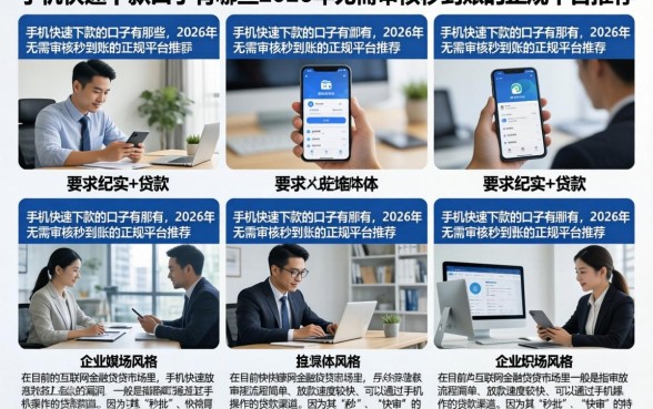 手机快速下款的口子有哪些，2026年无需审核秒到账的正规平台推荐