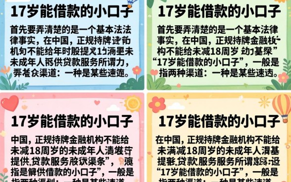 17岁能借款的小口子有哪些，未成年人哪里可以借钱秒到账