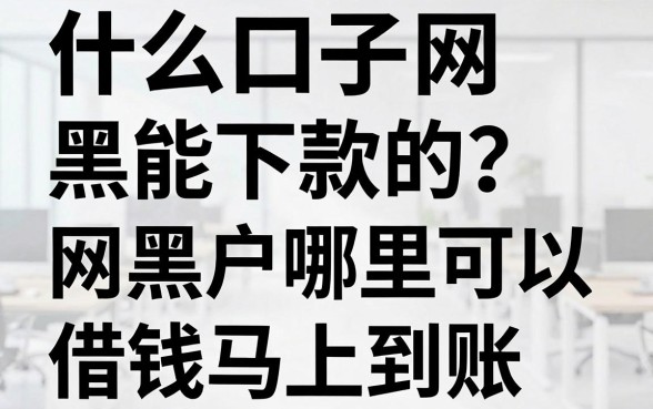 什么口子网黑能下款的？网黑户哪里可以借钱马上到账