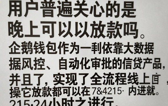 企鹅钱包夜间能放款吗，晚上申请多久能到账
