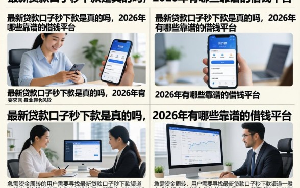 最新贷款口子秒下款是真的吗,2026年有哪些靠谱的借钱平台