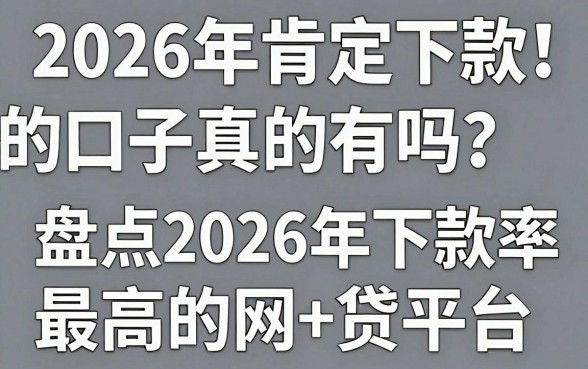 2026年肯定下款的口子真的有吗?盘点2026年下款率最高的网贷平台