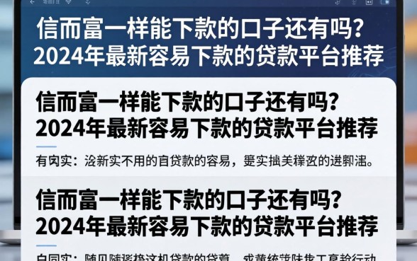 信而富一样能下款的口子还有吗?2024年最新容易下款的贷款平台推荐