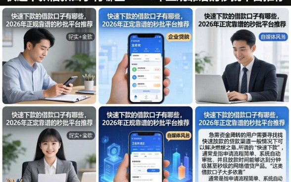 快速下款的借款口子有哪些，2026年正规靠谱的秒批平台推荐