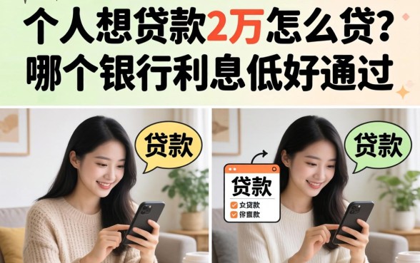 个人想贷款2万怎么贷？哪个银行利息低好通过？