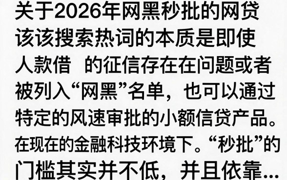 2026网黑秒批的网贷是真的吗?黑户哪里能贷到款?