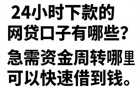 24小时下款的网贷口子有哪些?急需资金周转哪里可以快速借到钱