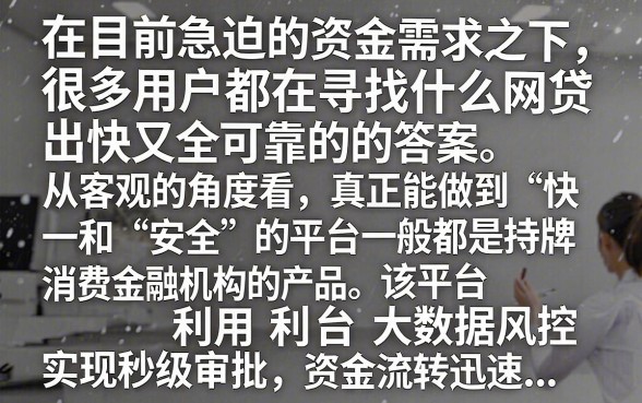 什么网贷出钱快又安全，哪个正规平台放款最快风险低