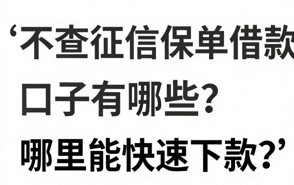 不查征信保单借款口子有哪些？哪里能快速下款？