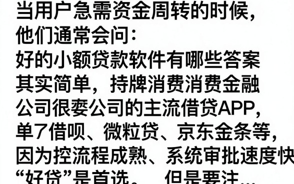 什么软件小额贷款好贷？2024年正规容易下款的借款平台推荐