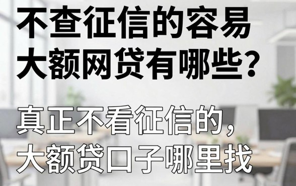 不查征信的容易大额网贷有哪些？真正不看征信的大额贷款口子哪里找