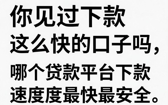 你见过下款这么快的口子吗，哪个贷款平台下款速度最快最安全？